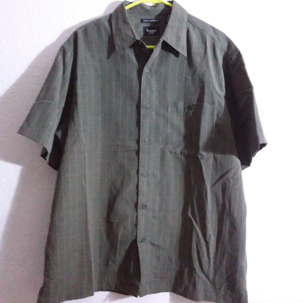 Haggar Luxury Microfiber Short sleeve Button Large